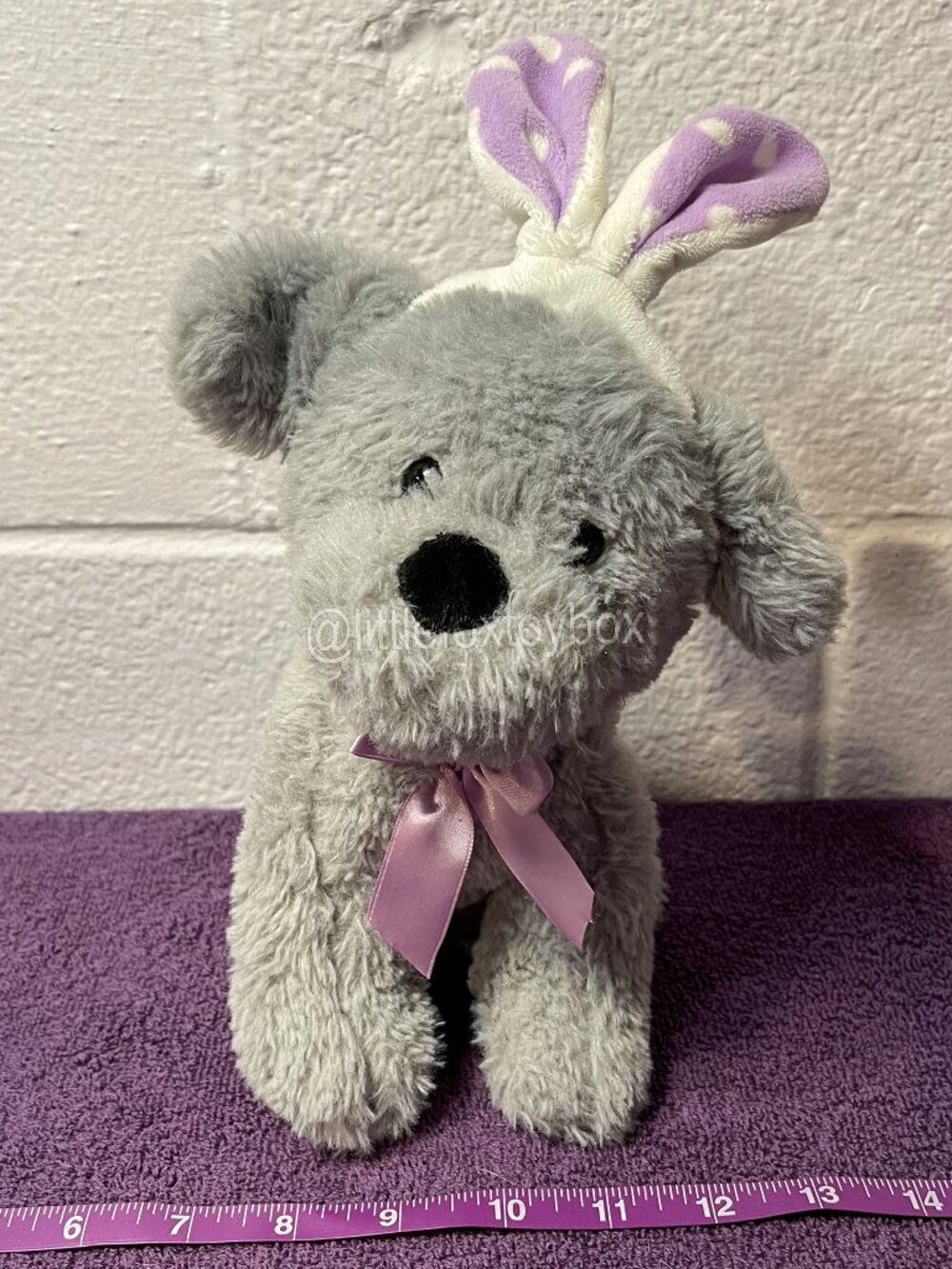 Gitzy Puppy Dog Plush 2017 Gray Purple Polka Dot Bunny Ears Easter ESSA Rabbit